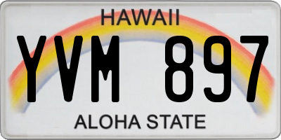 HI license plate YVM897