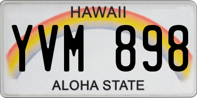 HI license plate YVM898