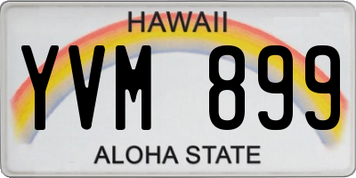 HI license plate YVM899
