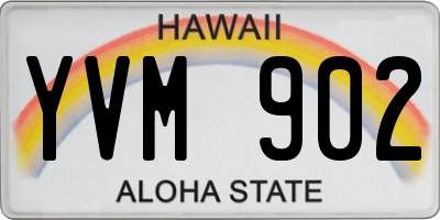 HI license plate YVM902