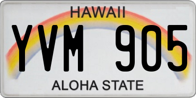 HI license plate YVM905
