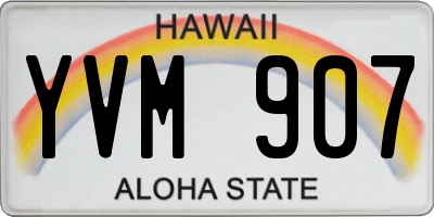 HI license plate YVM907