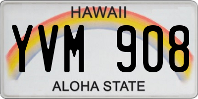 HI license plate YVM908