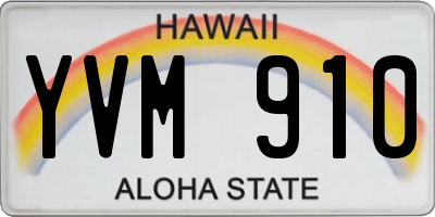 HI license plate YVM910