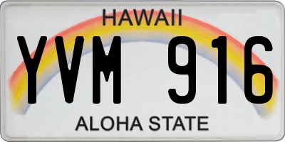 HI license plate YVM916