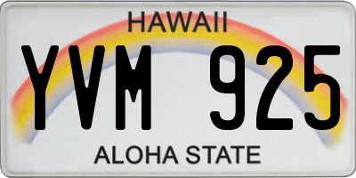 HI license plate YVM925