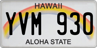 HI license plate YVM930