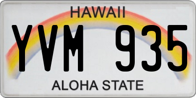 HI license plate YVM935