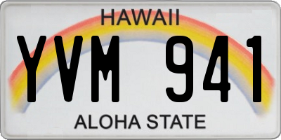 HI license plate YVM941