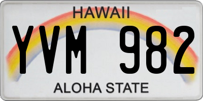 HI license plate YVM982