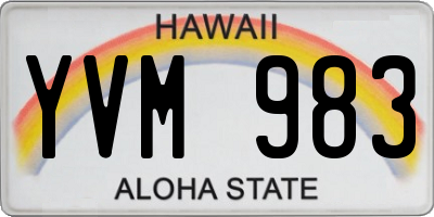 HI license plate YVM983