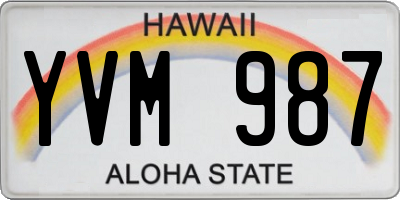 HI license plate YVM987