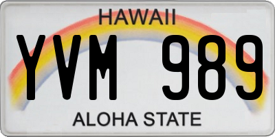 HI license plate YVM989