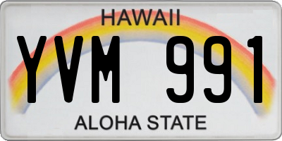 HI license plate YVM991
