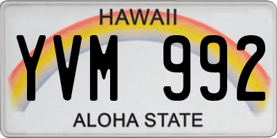 HI license plate YVM992