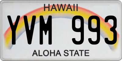 HI license plate YVM993