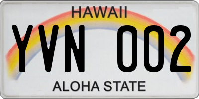 HI license plate YVN002