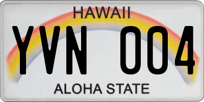 HI license plate YVN004
