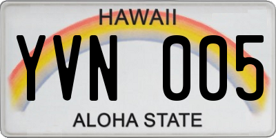 HI license plate YVN005