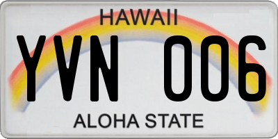 HI license plate YVN006