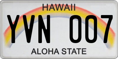HI license plate YVN007