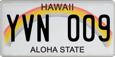 HI license plate YVN009