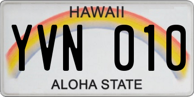 HI license plate YVN010