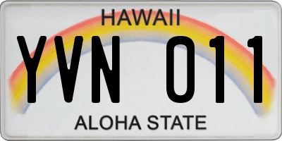 HI license plate YVN011