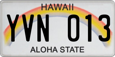 HI license plate YVN013