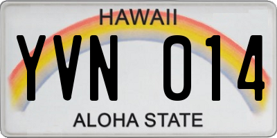 HI license plate YVN014