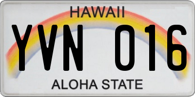 HI license plate YVN016