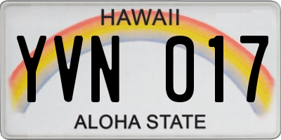 HI license plate YVN017
