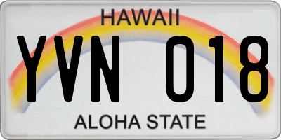 HI license plate YVN018