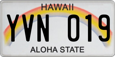 HI license plate YVN019