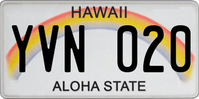HI license plate YVN020