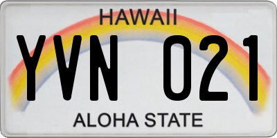 HI license plate YVN021