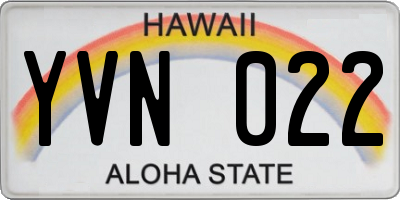 HI license plate YVN022