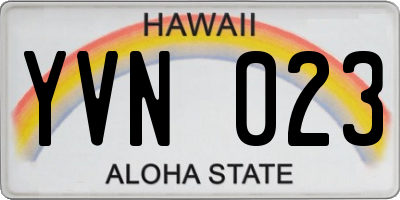 HI license plate YVN023