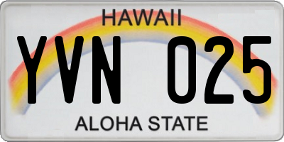 HI license plate YVN025