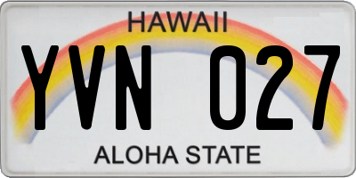 HI license plate YVN027