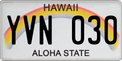 HI license plate YVN030