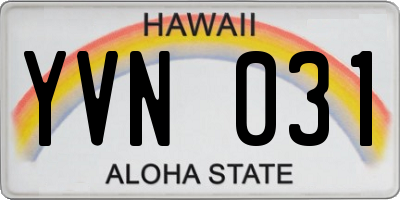 HI license plate YVN031