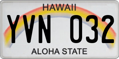 HI license plate YVN032