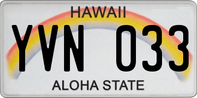 HI license plate YVN033