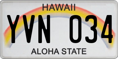 HI license plate YVN034