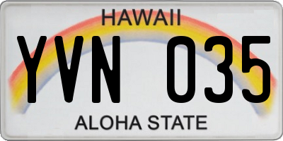 HI license plate YVN035