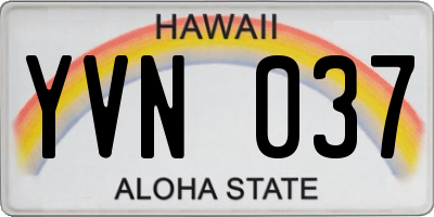 HI license plate YVN037