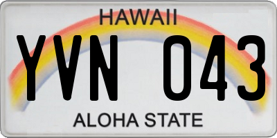 HI license plate YVN043