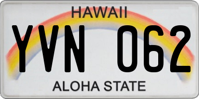 HI license plate YVN062