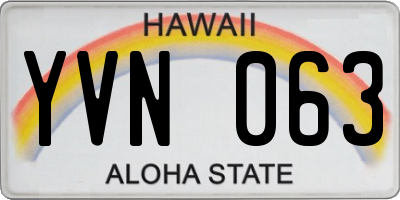 HI license plate YVN063